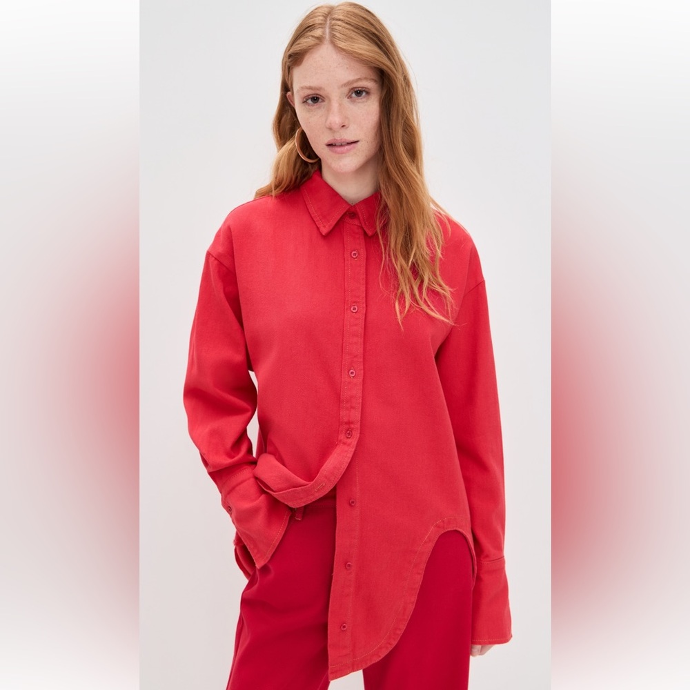 Lioness Off Duty Red Denim Shirt